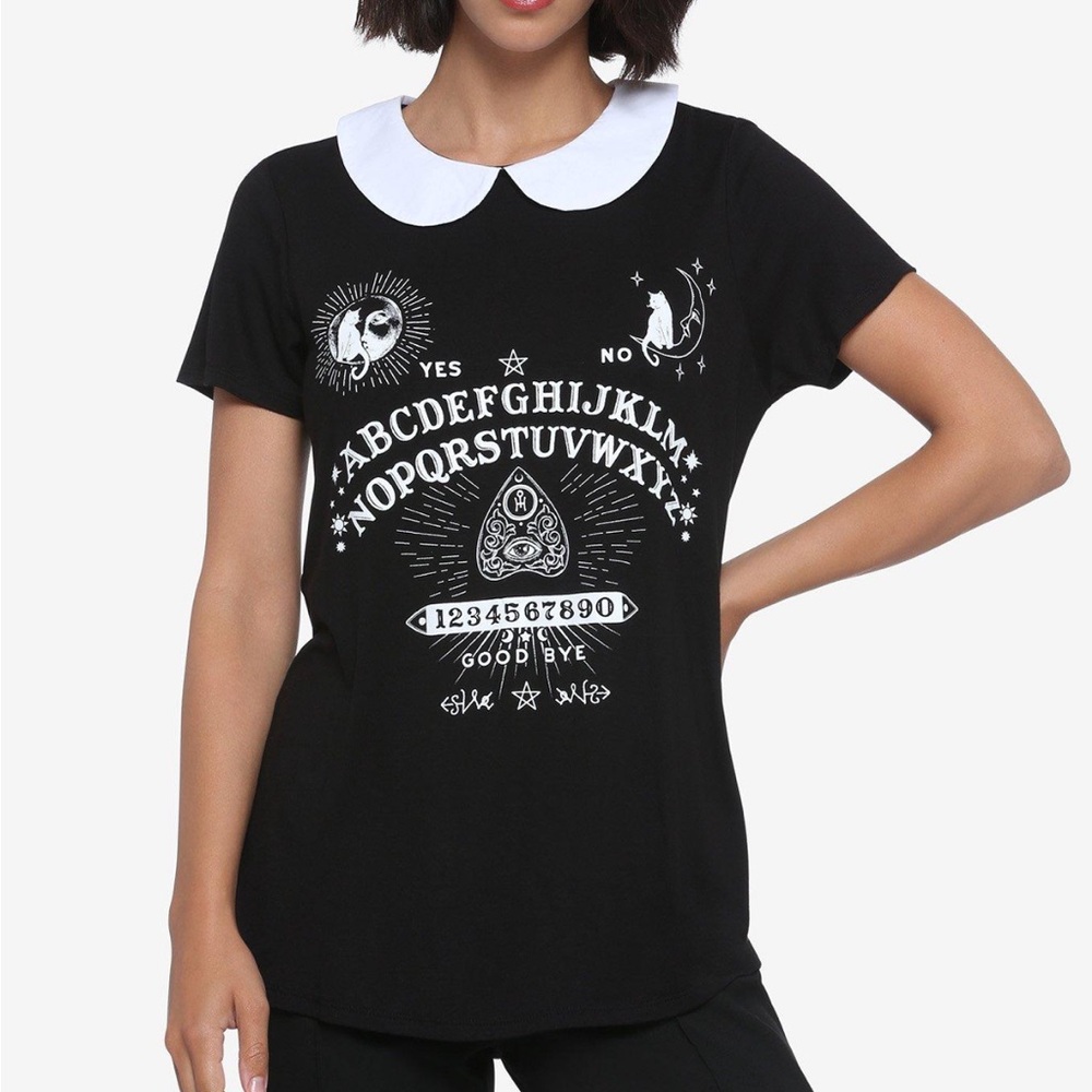 NWT Hottopic Midnight Hour Oujia spirit board short sleeve top with collar (XL)